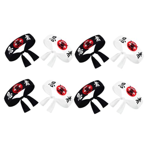 CLISPEED 8 Stück Japanische Ninja Stirnbänder Teiliges mit Karate und Sushi Motiv Vielseitige Kopfbedeckung für Karate Kostüme Partys und Küchen Weiches Hautfreundliches Material Zwei von CLISPEED