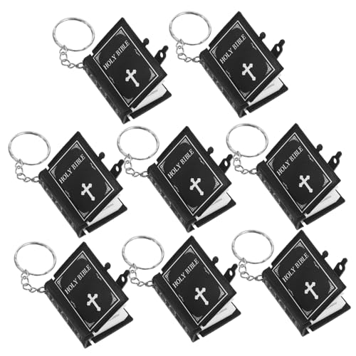CLISPEED 8 Stück Mini-bibel-schlüsselanhänger Kleine Heilige Bibel Heilige Bibel Schlüsselanhänger Echter Bibel-schlüsselanhänger Religiöse Bibel Schlüsselanhänger Metallknopf Black von CLISPEED