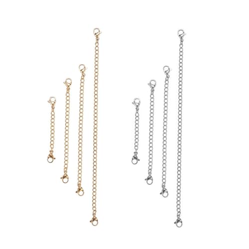 CLISPEED 8 Stück Teiliges Edelstahl Verlängerungsketten Verstellbare Armbandverlängerung DIY Schmuckzubehör für Halsketten und Fußkettchen Praktische Kettenverlängerung in Gold und Silber CLISPEED 8 Stück Teiliges Edelstahl Verlängerungsketten Verstellbare Armbandverlängerung DIY Schmuckzubehör für Halsketten und Fußkettchen Praktische Kettenverlängerung in Gold und Silber von CLISPEED