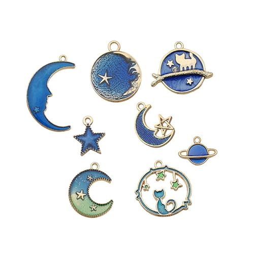 CLISPEED 8 Stück Teiliges Schmuckzubehör Mond Stern Schnecke Anhänger aus Langlebiger Legierung für DIY Ohrringe Halsketten Armbänder in Blau Geeignet zum Schmuckbasteln von CLISPEED