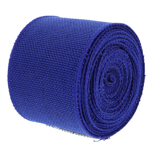 CLISPEED Breites Imitation Leinenband Geschenkband Dicht Gewebt Franst für DIY Basteln Festliche Geschenkverpackung Blumenkranz und Partydeko in Blau von CLISPEED