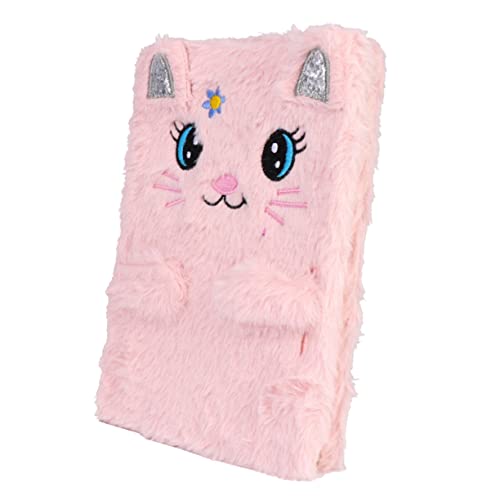 CLISPEED Cartoon Mädchen Notizbuch Flauschiges Tagebuch für Kreative Schreibarbeiten Rosa Katzenmotiv für Schüler und Studenten Langlebig und Elegant von CLISPEED
