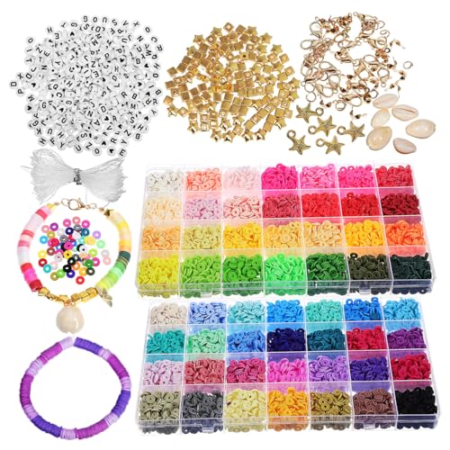 CLISPEED DIY Schmuckset Armband und Halskette mit Tonperlen Spacer Beads Buchstabenperlen Verschlüssen Anfängerfreundlich Vielseitig für Personalisierten Schmuck und Kreative Bastelideen CLISPEED DIY Schmuckset Armband und Halskette mit Tonperlen Spacer Beads Buchstabenperlen Verschlüssen Anfängerfreundlich Vielseitig für Personalisierten Schmuck und Kreative Bastelideen von CLISPEED