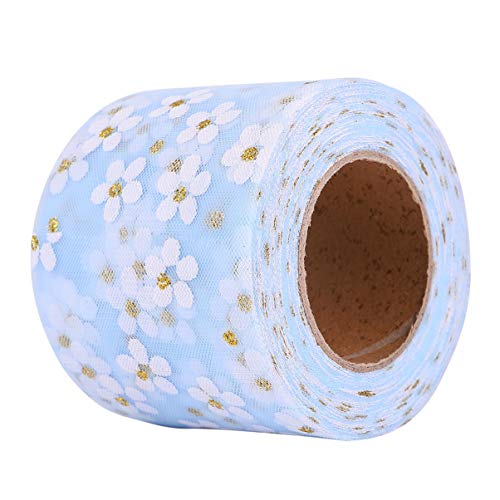 CLISPEED DIY Tüllband mit Kleinen Pflaumenblüten für Haarschmuck und Kleidung Himmelblau Yards Leicht und Langlebig für Kreative Bastelprojekte und Dekoration von CLISPEED