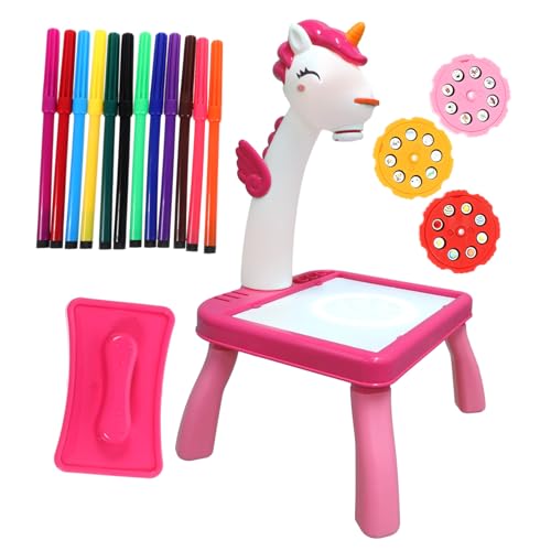 CLISPEED Einhorn Projektionsmaltafel Multifunktionaler Zeichentisch mit Cartoon projektion Sicherer Kunststoff Abwischbar Fördert Kreatives Lernen für Mädchen und Jungen von CLISPEED