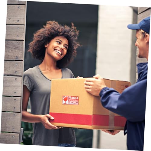 CLISPEED Fragile Sticker Selbstklebend Rot weiß Warnetiketten Handle With Care Versand Verpackungsaufkleber für Kartons Paletten und Umzugskartons von CLISPEED