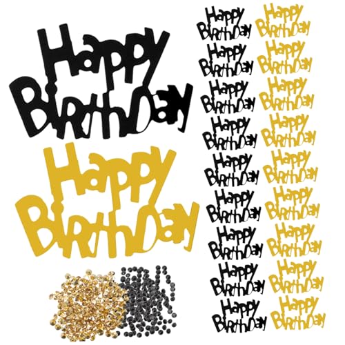 CLISPEED Geburtstags Konfetti Tischstreuung in Schwarz und Gold und Glitzer Partydeko für Geburtstagstisch Leichte Streudeko Vielseitig für Ballons und DIY Sichere Kunststoffmaterialien von CLISPEED