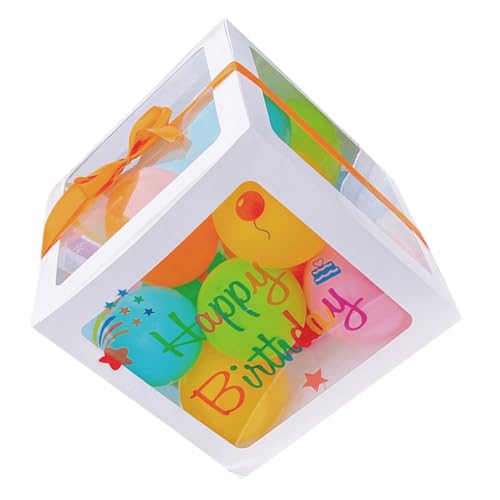 CLISPEED Geburtstagsballon Deko Box mit Mehrfarbigen Luftballons Wiederverwendbare Geschenkbox für Jungen und Mädchen Partydekoration Kreatives Geburtstagsszenen Ornament Einfach zu von CLISPEED