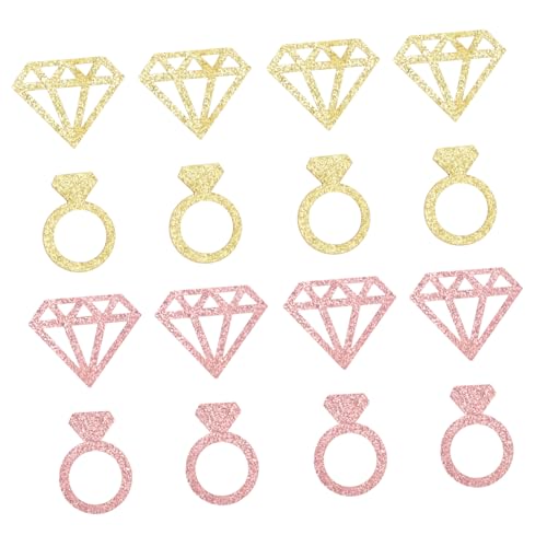 CLISPEED Glitzer Konfetti Hochzeit Tischdeko Gold Roségold Diamant Ring Form Streudeko Party Geburtstag Valentinstag Feier Dekoration von CLISPEED