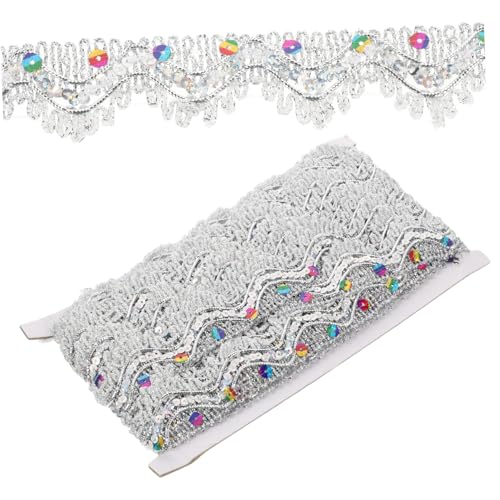 CLISPEED Glitzerndes Paillettenband mit Dreiecksmuster Vielseitiges Zuschneidbares Ethno Styling für Kleidungs und Vorhangzubehör für DIY Kostüme Hochzeitsdekoration und Handwerksprojekte von CLISPEED