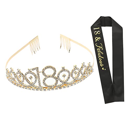 CLISPEED Goldene Geburtstagsschärpe und Krone Set mit Strass Tiara und Schulterband für Frauen Wiederverwendbares Partyzubehör für Stilvolle Geburtstagsfeiern und Besondere Anlässe CLISPEED Goldene Geburtstagsschärpe und Krone Set mit Strass Tiara und Schulterband für Frauen Wiederverwendbares Partyzubehör für Stilvolle Geburtstagsfeiern und Besondere Anlässe von CLISPEED