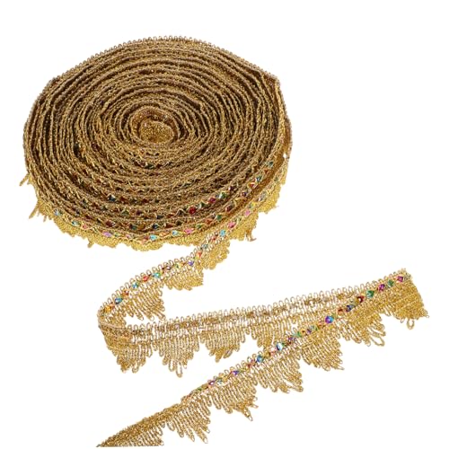 CLISPEED Goldene Spitzenborte mit Pailletten Gewebtes Zierband zum Nähen Vielseitiges DIY Zubehör für Kleidung Geschenkverpackung Blumenarrangements und Partydekorationen von CLISPEED