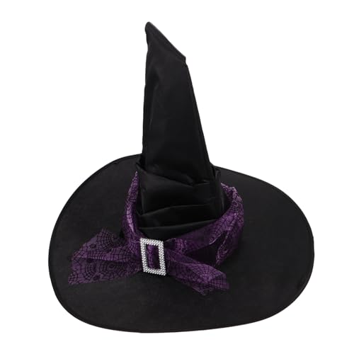 CLISPEED Großer Gefältelter Hexenhut mit Stern-mond-motiv Leichter Netzstoff mit Spinnennetzmuster Atmungsaktive Halloween Hexenhut Damen Kostüm Accessoire für Party und Cosplay CLISPEED Großer Gefältelter Hexenhut mit Stern-mond-motiv Leichter Netzstoff mit Spinnennetzmuster Atmungsaktive Halloween Hexenhut Damen Kostüm Accessoire für Party und Cosplay von CLISPEED