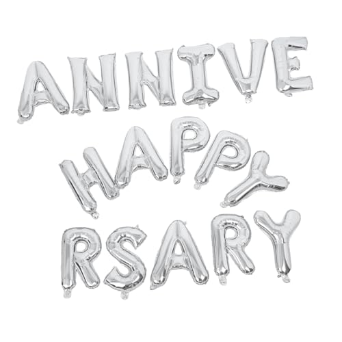 CLISPEED Happy Anniversary Folienballons Set Hochzeitsballons für Feste und Feiern Silber CLISPEED Happy Anniversary Folienballons Set Hochzeitsballons für Feste und Feiern Silber von CLISPEED
