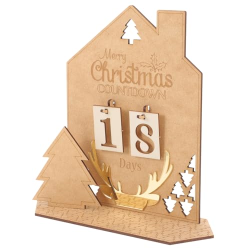 CLISPEED Holz Adventskalender Tischkalender Weihnachtsdeko DIY Holzhaus Ornament Xmas Party Dekoration Weihnachtsornament Countdown Kalender für Zuhause Büro von CLISPEED