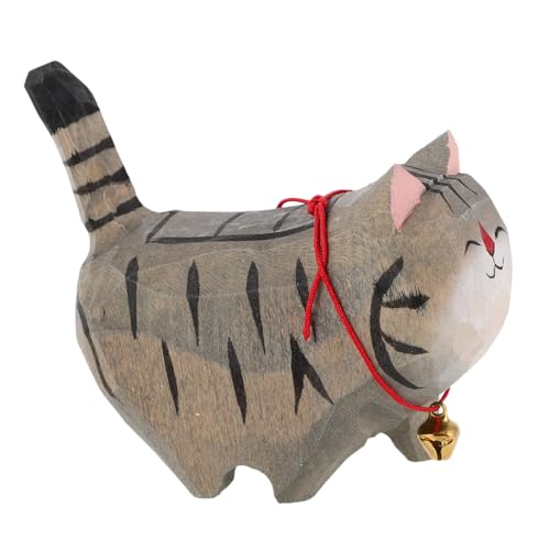 CLISPEED Holz Katzenskulptur Handgeschnitzte Kätzchenfigur Mit Glocke Bücherregal Dekoration Armaturenbrett Ornament Wohn- Und Büro Deko CLISPEED Holz Katzenskulptur Handgeschnitzte Kätzchenfigur Mit Glocke Bücherregal Dekoration Armaturenbrett Ornament Wohn- Und Büro Deko von CLISPEED