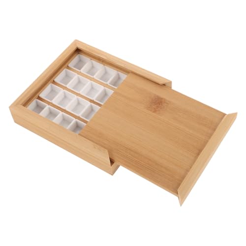 CLISPEED Holz pigmentbox mit Fächern Stabilem Holz Kunststoffmaterial Transparentem Deckel Langlebig Aufbewahrung von Aquarell Acrylfarben Praktisches Farbmisch Künstler und Malanfänger von CLISPEED