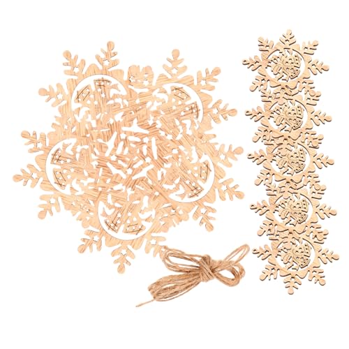 CLISPEED Holzanhänger Weihnachtskugeln DIY Blank Wood Chips Schneeflocken Holzdeko mit Juteschnur zum Bemalen und Basteln Weihnachtsbaumdeko Anhänger für Kreative Weihnachtsdekoration von CLISPEED