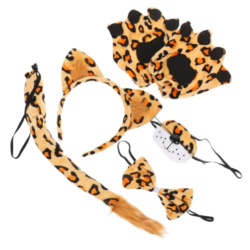 CLISPEED Leopard Kostüm Mit Ohren Stirnband Fliege Und Handschuhen Teiliges Cosplay Zubehör Für Tier Rollenspiel Und Kostümparty Pelzige Leopardenohren CLISPEED Leopard Kostüm Mit Ohren Stirnband Fliege Und Handschuhen Teiliges Cosplay Zubehör Für Tier Rollenspiel Und Kostümparty Pelzige Leopardenohren von CLISPEED