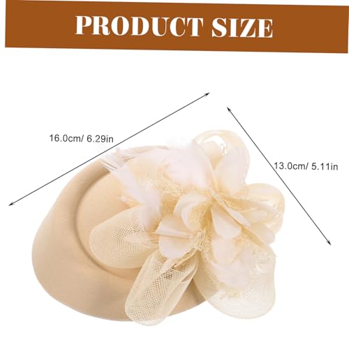CLISPEED Mini Fascinator Hut Haarklammer mit Künstlicher Blume und Feder Leichter Bridal Haarschmuck für Hochzeit Teeparty und Festliche Anlässe Eleganter Damen Haarclip in Beige von CLISPEED