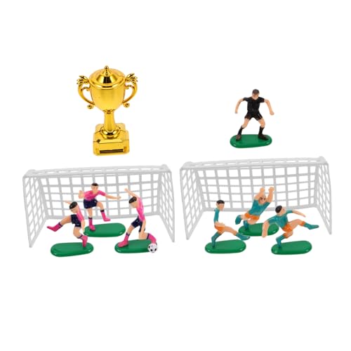 CLISPEED Miniatur Fußball Trophäe mit Plastikspielern und Netz Detailreiche Mini Deko für Puppenhaus und Fußballtorten Vielseitig Geburtstagsdekoration Geeignet von CLISPEED