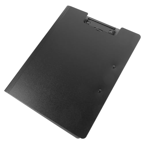 CLISPEED Multifunktionales Klemmbrett mit Abdeckung Robustes Schreibbrett mit Doppelclip Flexibles Schreibpad für Büro Konferenz und Dokumentenorganisation Tragbar und Langlebig Schwarz von CLISPEED
