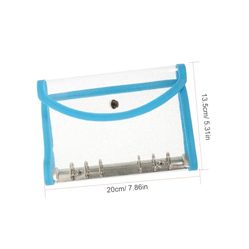 CLISPEED PVC Binder Notebook Cover mit Blauem Glitzerrand Langlebige Pvc hülle für Lose Sicherer Verschluss für Büro und Schule Praktischer Schutz für Ringbuch Notizbücher von CLISPEED