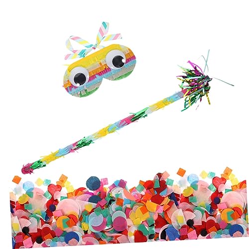 CLISPEED Pinata Spielset mit Augenmaske und Farbigem Konfetti Leichter Schlagstab für Jungen Sichere Party Requisiten für Geburtstagsfeiern Familienzusammenkünfte und Karnevalsaktivitäten von CLISPEED