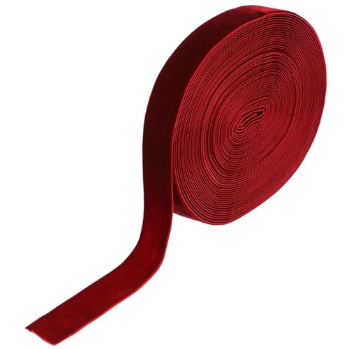 CLISPEED Samt Geschenkband Dunkelrot DIY Dekoband für Geschenkverpackung Tischdeko Basteln Glatte Oberfläche Farbecht Leicht zu Handhaben Vielseitig für Weihnachten und Herbstdekorationen von CLISPEED