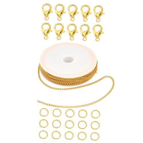 CLISPEED Schmuckketten Basteln mit Lobster Verschlüssen und Ösen DIY Ketten Zubehör Leicht Robust Farbintensiv für Armband Selber Machen Sicherer Halt Vielseitig Einsetzbar von CLISPEED