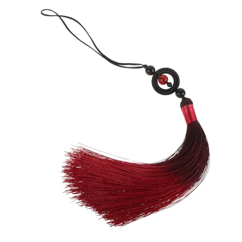 CLISPEED Schwertkissen Lesezeichenquaste Aus Metall Organizer Zum Aufhängen Von Schmuck Dekormünze Chinesische Reichtumszauber Chinesischer Runder Handfächer Polyester Rot von CLISPEED