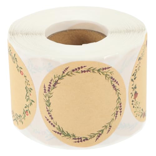 CLISPEED Selbstklebende Kraftpapier Etiketten mit Blumenmuster Dekorative Geschenkaufkleber für Verpackungen Personalisierbare Papierlabel für Hochzeit Geschenkversiegelung von CLISPEED