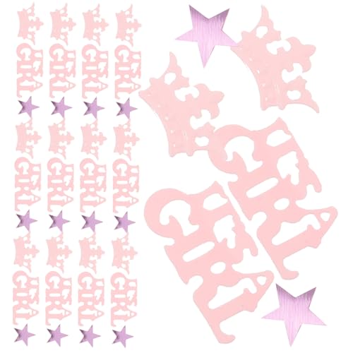 CLISPEED Shower Tischdeko Konfetti It's Girl Sterne Streudeko für Babyparty Taufe Geburtstag Leichtes Sicheres Papierkonfetti für Festliche Feierlichkeiten von CLISPEED