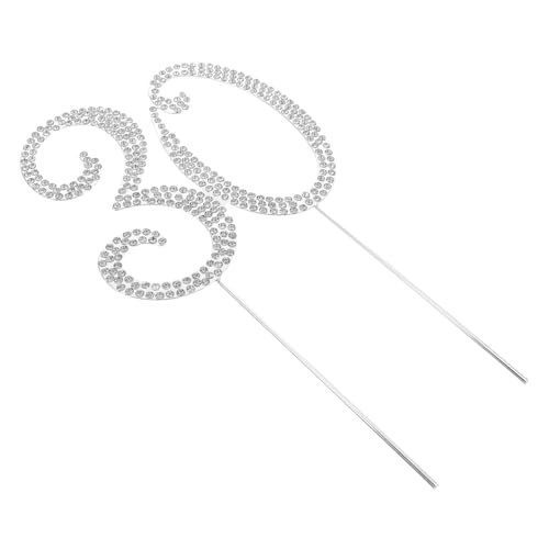 CLISPEED Silber Glitzer Zahlen Cake Topper mit Strasssteinen Stabile und Wiederverwendbare Kuchendeko für Geburtstag oder Jubiläum Elegante Party Kuchenstecker für Festliche Anlässe von CLISPEED
