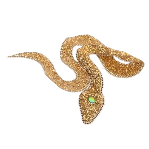 CLISPEED Strass Schlangen Applikation zum Aufbügeln Dekorativer Schlangen Patch für Kleidung DIY Vielseitiger Bügelflicken für Taschen Hüte Schuhe Langlebiger Strasssteine Aufnäher in Gold von CLISPEED