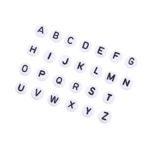 CLISPEED Teiliges Buchstaben Perlenset aus Acryl Flache Runde Schmuckperlen für DIY Armbänder und Ketten Alphabetische Bastelperlen für Langlebig Schmutz und Stoßfest zum Auffädeln von CLISPEED