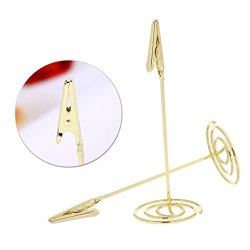 CLISPEED Tischnummernhalter Kreative Fotohalter mit Alligatorclip für Hochzeiten Partys Büro und Zuhause Gold für Menüs Namenskarten und Notizen von CLISPEED