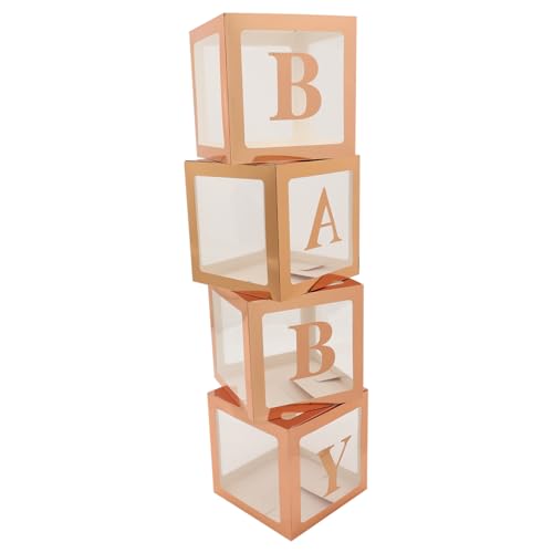 CLISPEED Transparente Shower Ballonboxen mit Buchstaben Quadratische Partydeko für Geburtstagsfeier Taufe Gender Reveal Wiederverwendbare Papierboxen für Jungen und Mädchen von CLISPEED