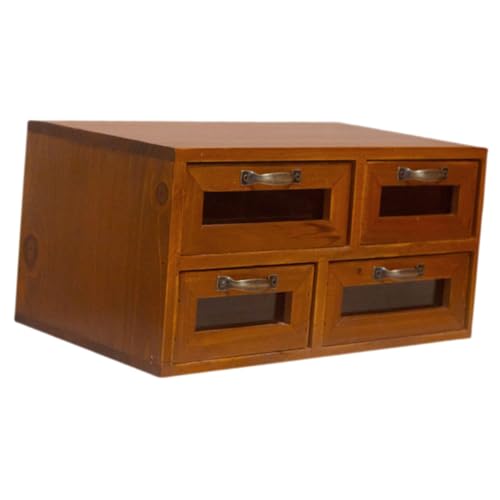 CLISPEED Vintage Holz Schubladenbox mit Fächern Doppellagiger Schreibtisch Organizer Rustikale Aufbewahrungsbox für Schmuck und Bürozubehör Multifunktional für Büro und Zuhause von CLISPEED