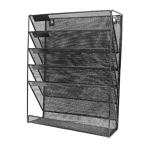 CLISPEED Wandmontierter Dokumentenorganizer aus Metall Fünflagiger Hängender Ablagekorb für Zuhause und Büro Robuster und Praktischer Aktenhalter für Ordentliche Ablage von CLISPEED