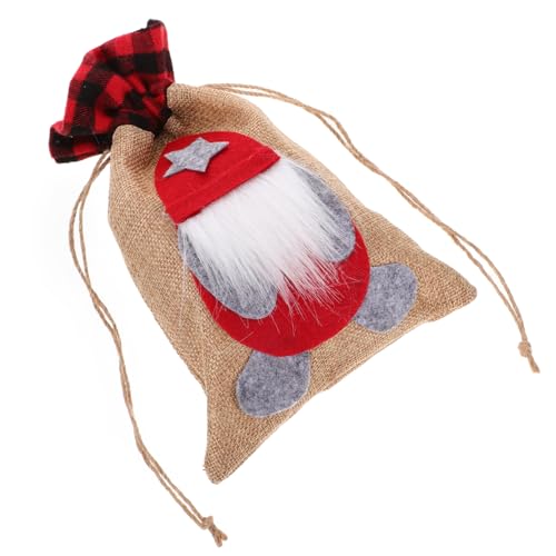 CLISPEED Weihnachtlicher Geschenksack mit Zugband Wiederverwendbar Gnom Vielseitig als Süßigkeiten und Geschenkbeutel Rote Weihnachts Geschenktasche für Festliche Verpackung von CLISPEED