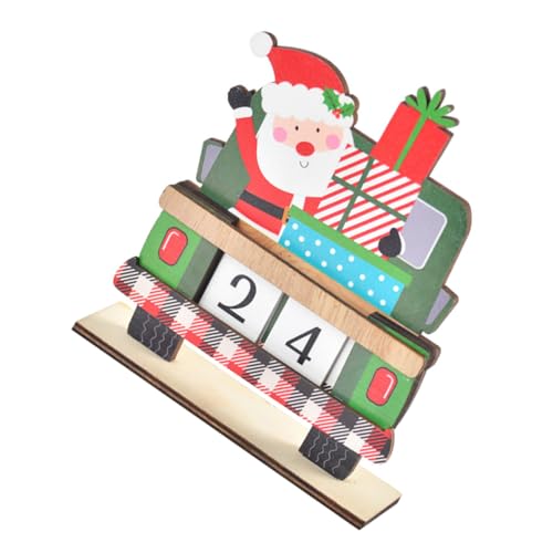 CLISPEED Weihnachtlicher Holz Adventskalender zum Aufstellen Grünes Countdown Dekor Festliches Desktop Ornament für Weihnachtszeit Sichere Verarbeitung Glatte Kanten Teiliges von CLISPEED