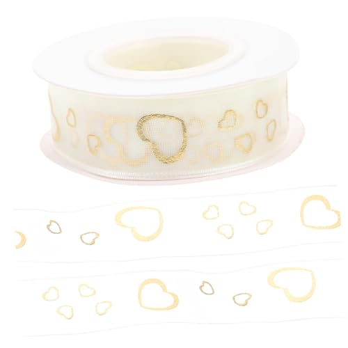 CLISPEED Weiß Chiffon Geschenkband DIY Bastelband mit Goldglänzender Prägung Transparentes Zuschneidbares Seidenband für Hochzeit Partydekoration und Geschenkverpackung CLISPEED Weiß Chiffon Geschenkband DIY Bastelband mit Goldglänzender Prägung Transparentes Zuschneidbares Seidenband für Hochzeit Partydekoration und Geschenkverpackung von CLISPEED