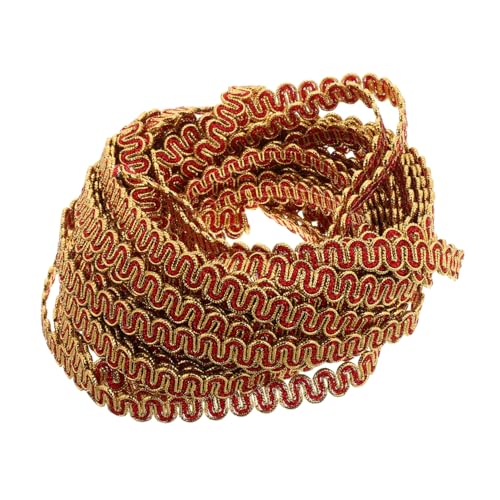CLISPEED Wellenförmiges Zierband Breit Metallisch Rot Gold Geflochtenes Schmuckband für Bekleidung DIY Basteln Kantenverzierung Vielseitig Einsetzbar Leicht Tragbar von CLISPEED
