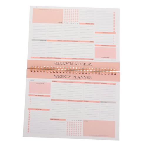 CLISPEED Wochenplaner Veranstalter Groß Student Wöchentlicher Notizblock Notizbuch Auflisten Arbeitsplaner-organizer-notizbuch Zeitplan Buch Projekt Spiralplaner-notizbuch Eisen Rosa von CLISPEED