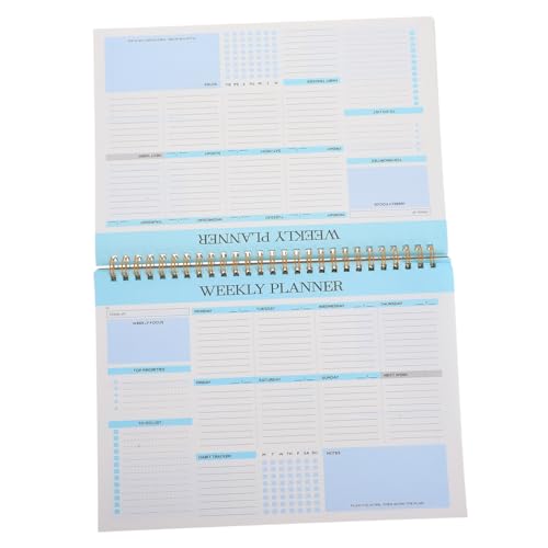 CLISPEED Wochenplaner Zeitplan Buch Undatierter Wochen- Und Monatsplaner Notizbücher Wöchentlicher Notizblock Spiralblock Aufgabe Schule Notizbuch Einfach Veranstalter Spiral- Blau Papier von CLISPEED