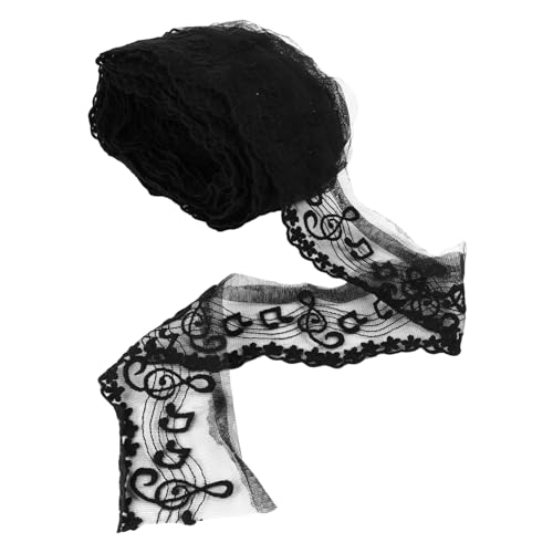 CLISPEED Yards Schwarze Spitzenbordüre mit Musiknotenmuster Feines Spitzenband zum Nähen und Verzieren von Brautkleidern Kleidungszubehör und DIY dekorationen von CLISPEED