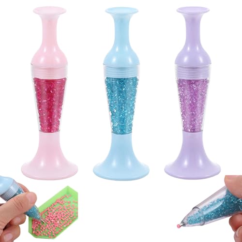 CLIUNT 3 Stück Diamond Painting Stift zum Befüllen, Diamant Kunststift Zubehör, Diamant Malstift Spender, Blumentopf Form Diamant Malwerkzeug, Diamond Painting Zubehör Stift für Diamant Malerei DIY von CLIUNT