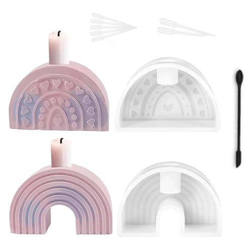 2 Stück 3D Regenbogenbrücken Kerzenforme, Weiß Gießformen Silikon, DIY Kerzenständer 3D Epoxidharzform für Kerzenständer Form für handgemachte Kerze, Handwerk und Dekoration von CLKE