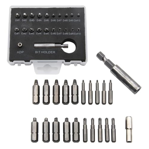 CLKE Schraubenausdreher-Set, 22-teilig, HSS-Schraubenausdreher mit Werkzeugkasten, mit magnetischem Verlängerungs-Bithalter und Stecknuss-Adapter, für beschädigte Schrauben oder Bolzen CLKE Schraubenausdreher-Set, 22-teilig, HSS-Schraubenausdreher mit Werkzeugkasten, mit magnetischem Verlängerungs-Bithalter und Stecknuss-Adapter, für beschädigte Schrauben oder Bolzen von CLKE